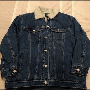 Sherpa-Lined Oversized Denim Jacket - Never Worn